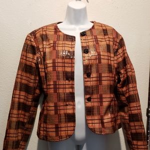 Selene Sport women's Plaid Brown and Green Jacket